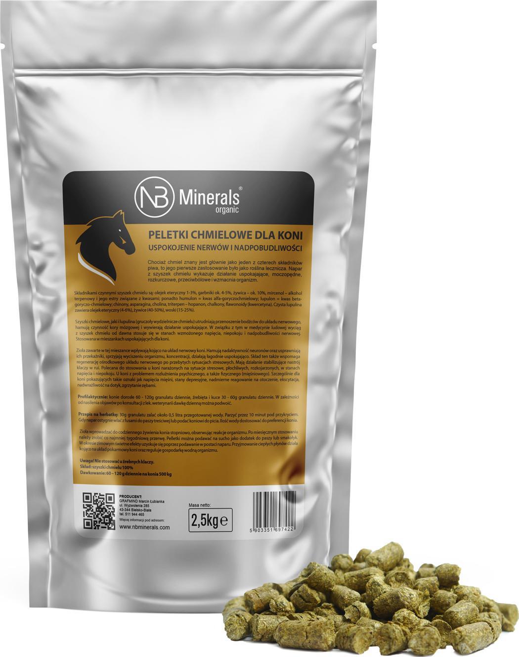 NB Minerals Peletki chmielowe dla Koni uspokojenie nerwów i nadpobudliwości - 2,5kg