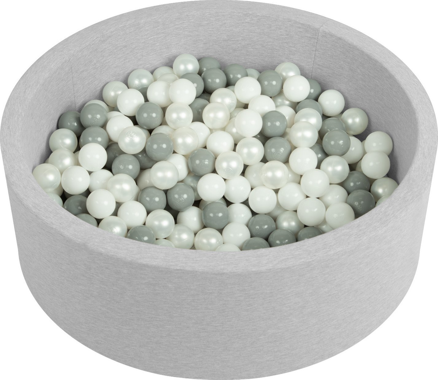 Selonis Selonis Suchy basen okrągły z piłeczkami 6cm jasnoszary: biały-szary-perła 90x30cm/200piłek Zabawka basen piankowy