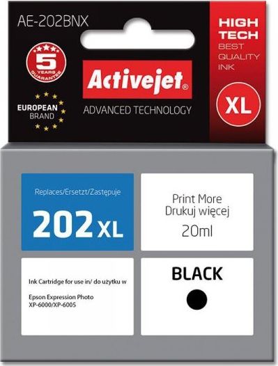 Tusz Activejet Tusz AE-202BNX (zamiennik Epson 202XL G14010; Supreme; 20 ml; czarny)