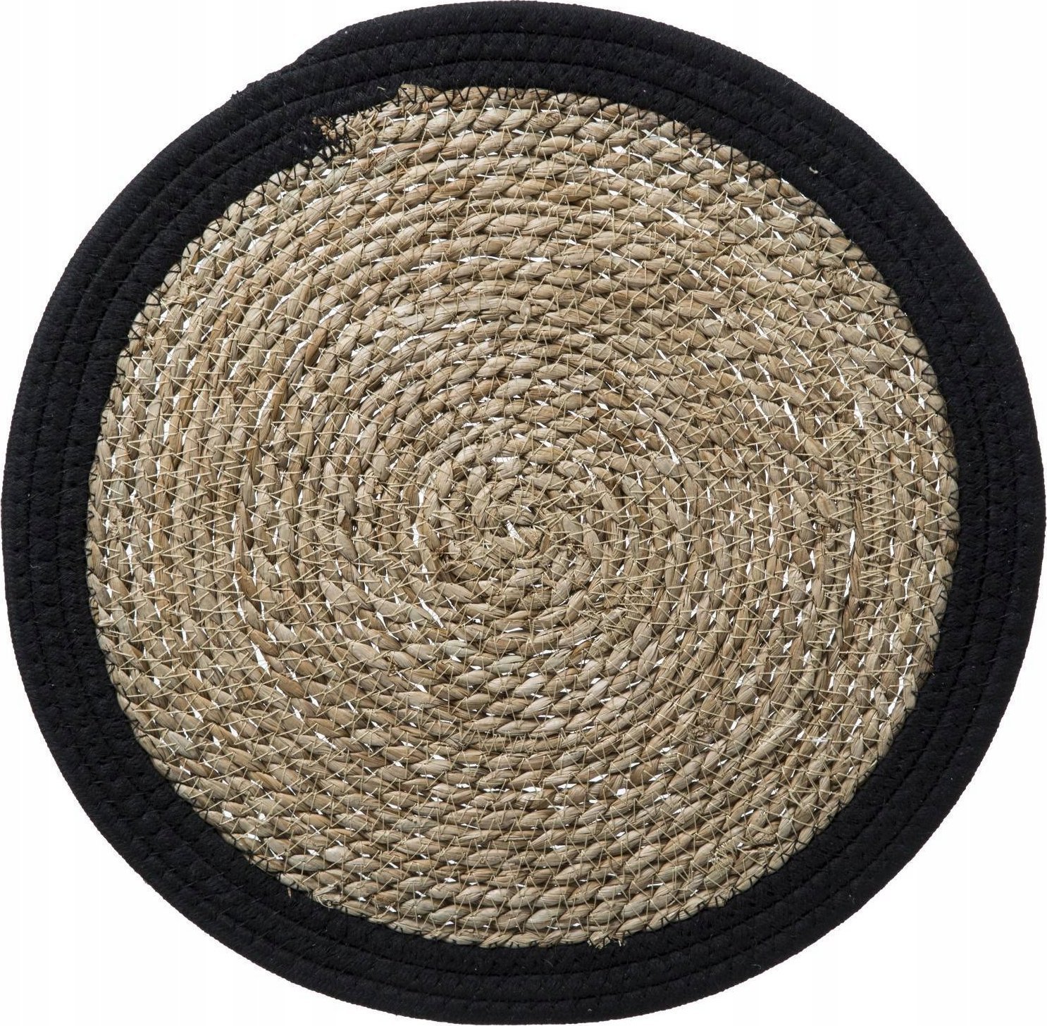 Secret de Gourmet Podkładka na stół z trawy morskiej HAPPY, Ø 38 cm, z czarnym obramowaniem