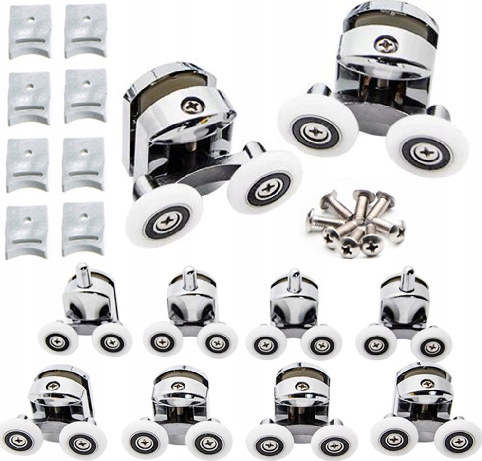 ROLKI DO KABINY PRYSZNICOWEJ 8szt. PODWÓJNE KÓŁKA CHROM ZK-03