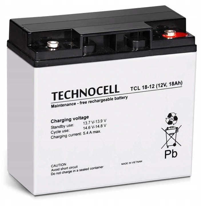 TCL18-12 TECHNOCELL Akumulator AGM 12V 18Ah