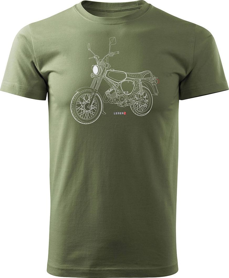 Topslang Koszulka motocyklowa z motocyklem Simson Enduro S50 S51 męska khaki REGULAR M