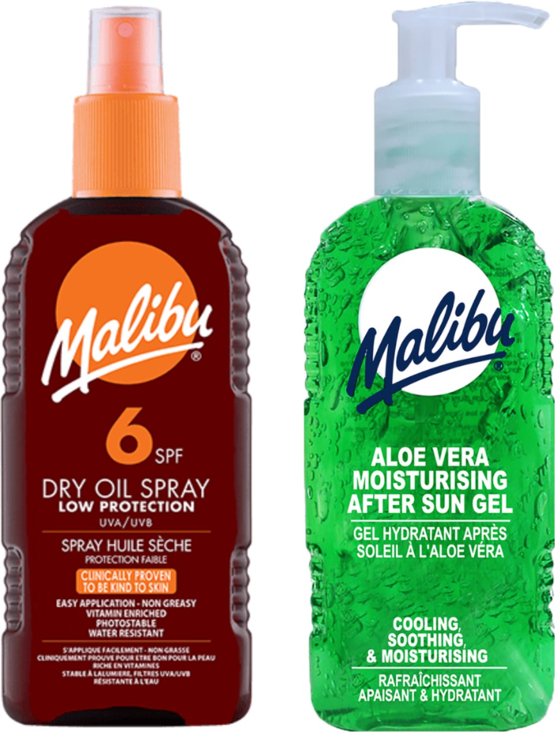 Malibu SPF6 Olejek Brązujący 200ml + Aloe Żel Po Opalaniu 200ml