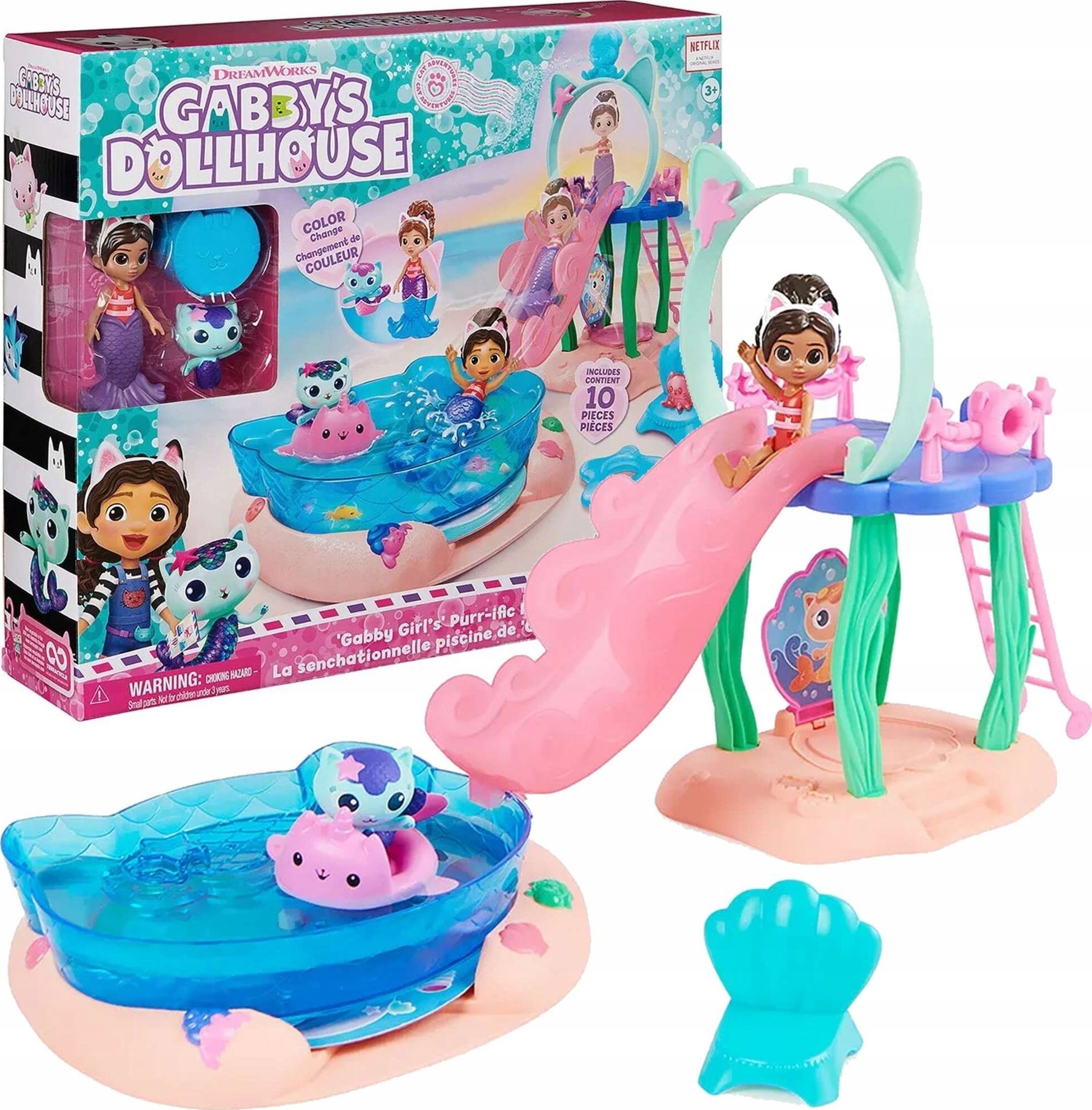 Figurka Polly Pocket Zestaw figurek Koci Domek Gabi Zabawa na basenie