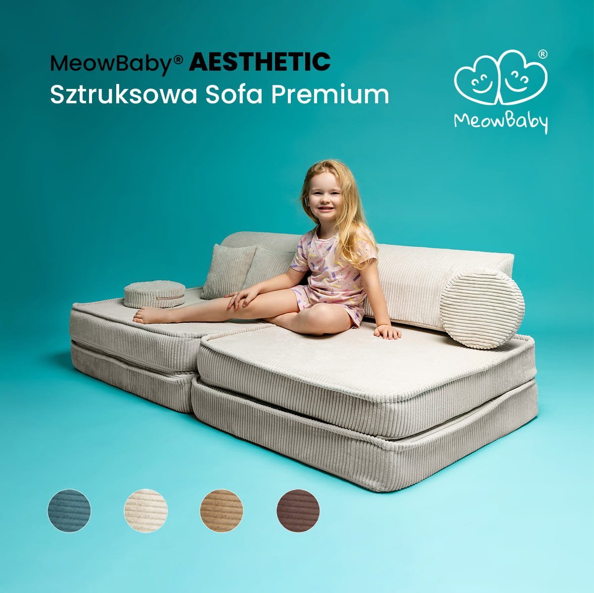 MeowBaby MeowBaby Aesthetic Sztruksowa sofa dziecięca Prem