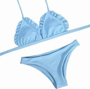 Pan i Pani Gadżet Strój kąpielowy baby blue falbanka M