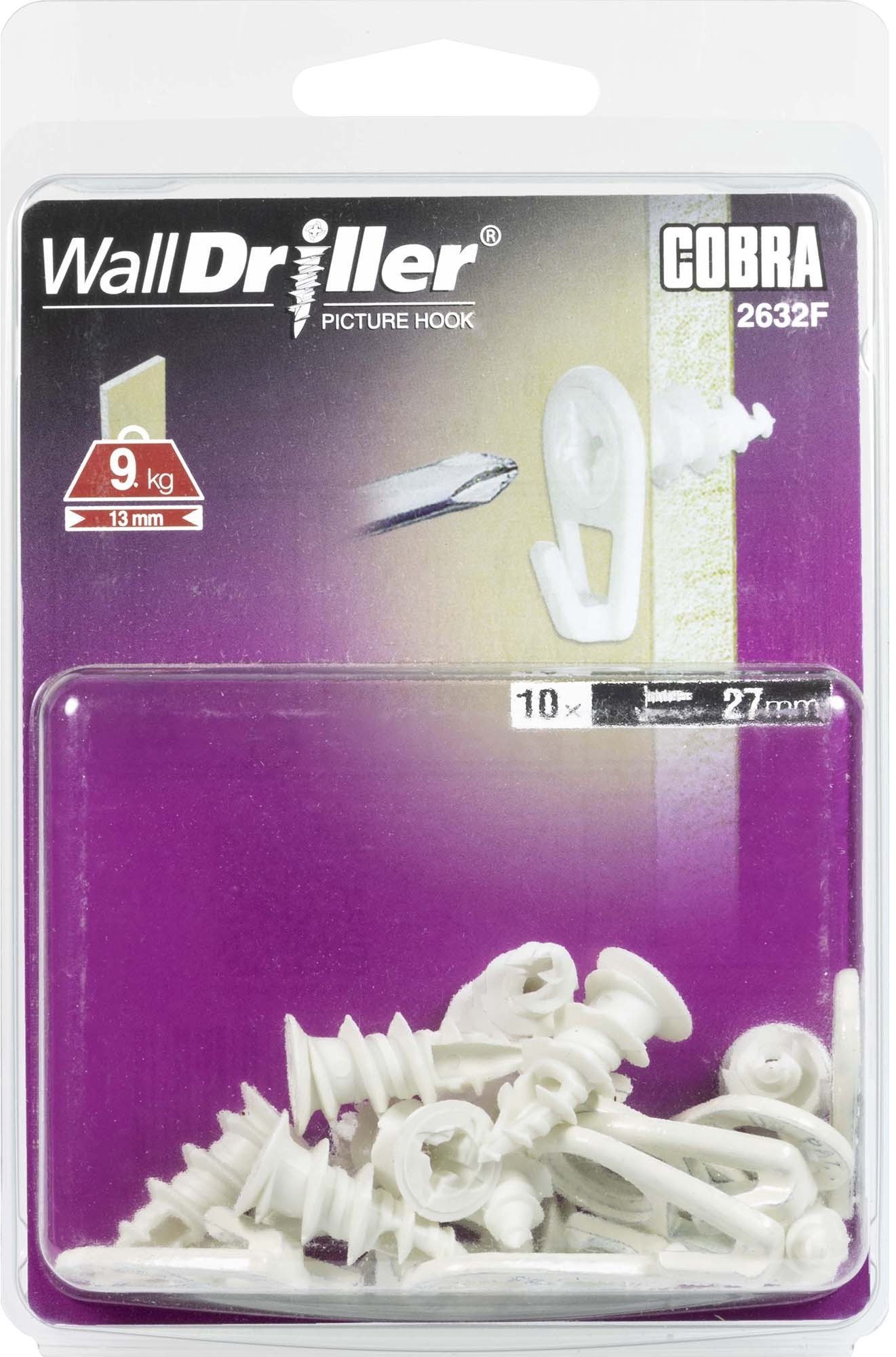 HOOK DRYWAL SCREW 10.5X27 WHITE 10 PCS