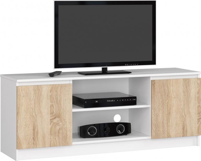 Fabryka Mebli Akord SZAFKA RTV 140 cm 2D 1P BIAŁA / SONOMA