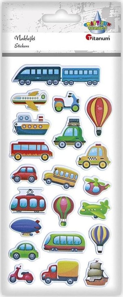 Titanum Naklejki wypukłe miękkie pojazdy mix 21szt