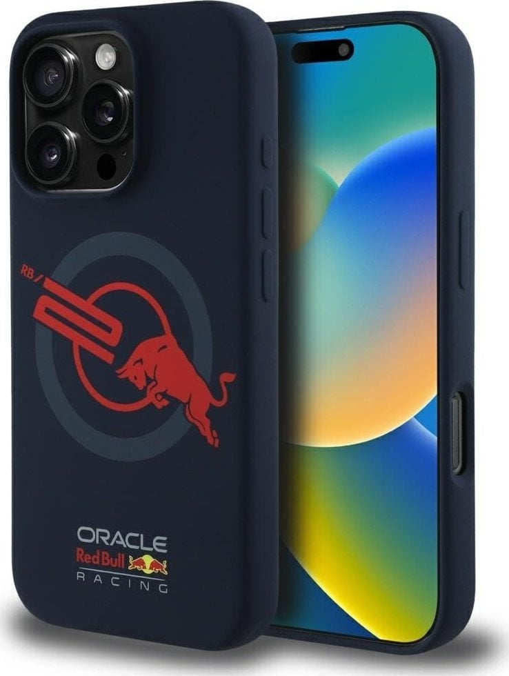 Etui Red Bull HC Silicone ORBR20 Logo Red Lining do iPhone 16 Pro Max MagSafe granatowy