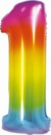 GoDan Balon foliowy smart cyfra "1" tęczowa, 76 cm