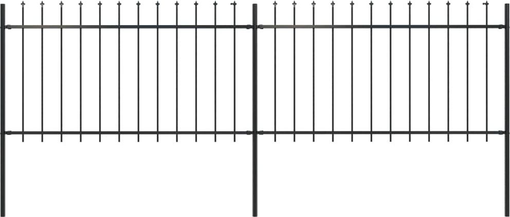 vidaXL Ogrodzenie z prętów z grotami, 3,4 x 1 m, stalowe, czarne