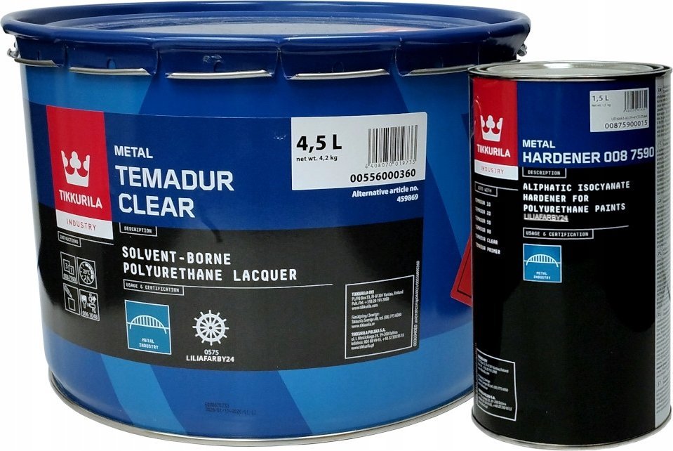 Temadur Clear bezbarwny lakier poliuretanowy na beton wysoki połysk 6l