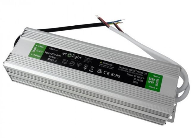 Zasilacz Led Hermetyczny 250W 12V 20.83A 245X75X40 Eco Light