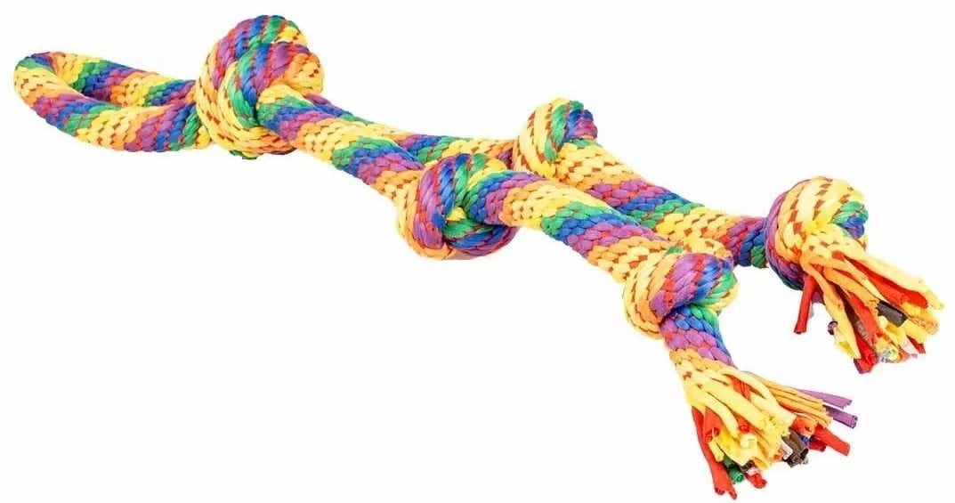 Duvo+ Zabawka sznurkowa elastyczna 4 węzły wielokolorowa 55x10x7cm 15805
