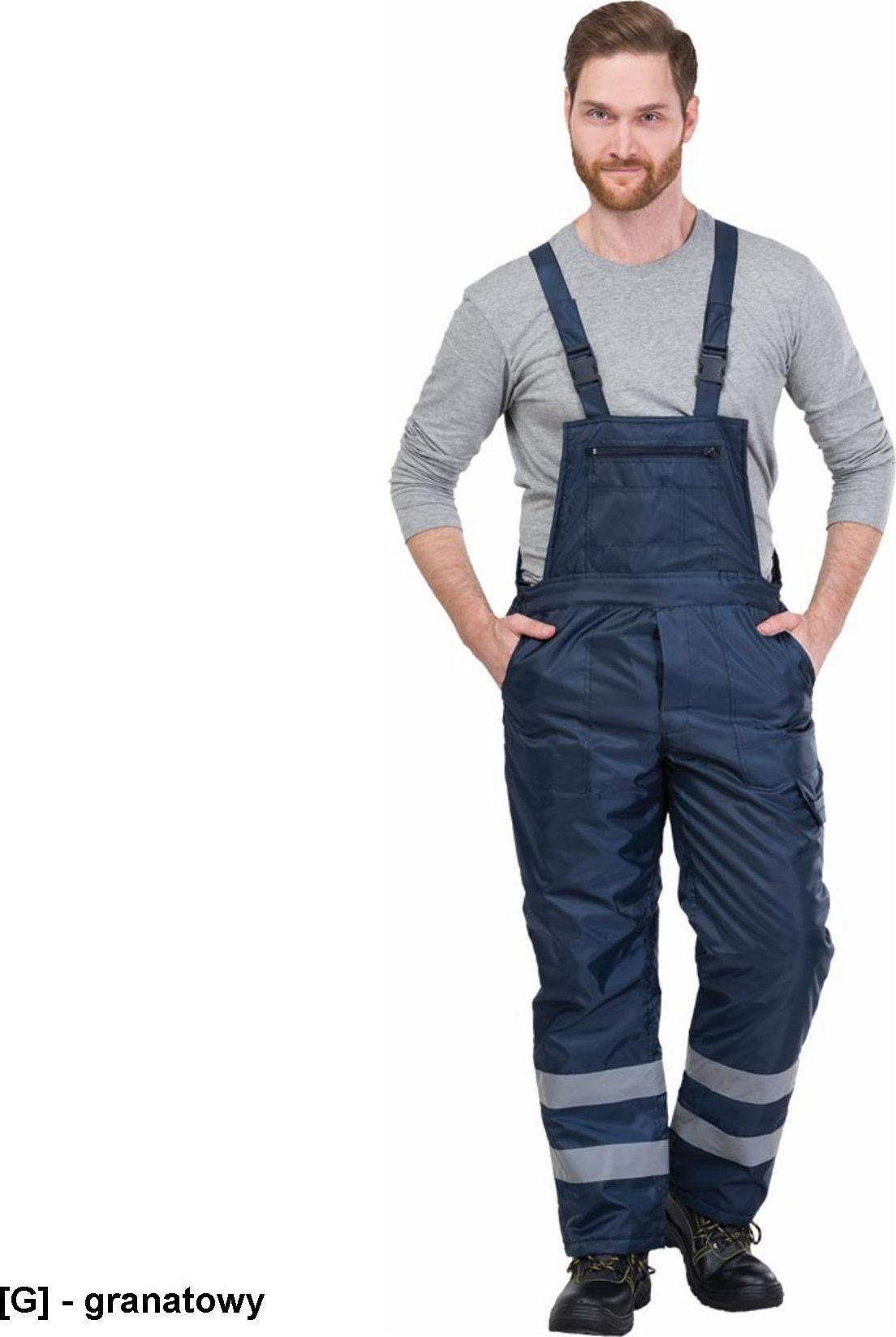 R.E.I.S. S-Winter-STR - ocieplane spodnie ochronne ogrodniczki odblaskowe L