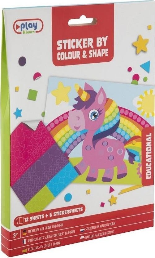 Naklejanie po kolorach i kształtach Jednorożec