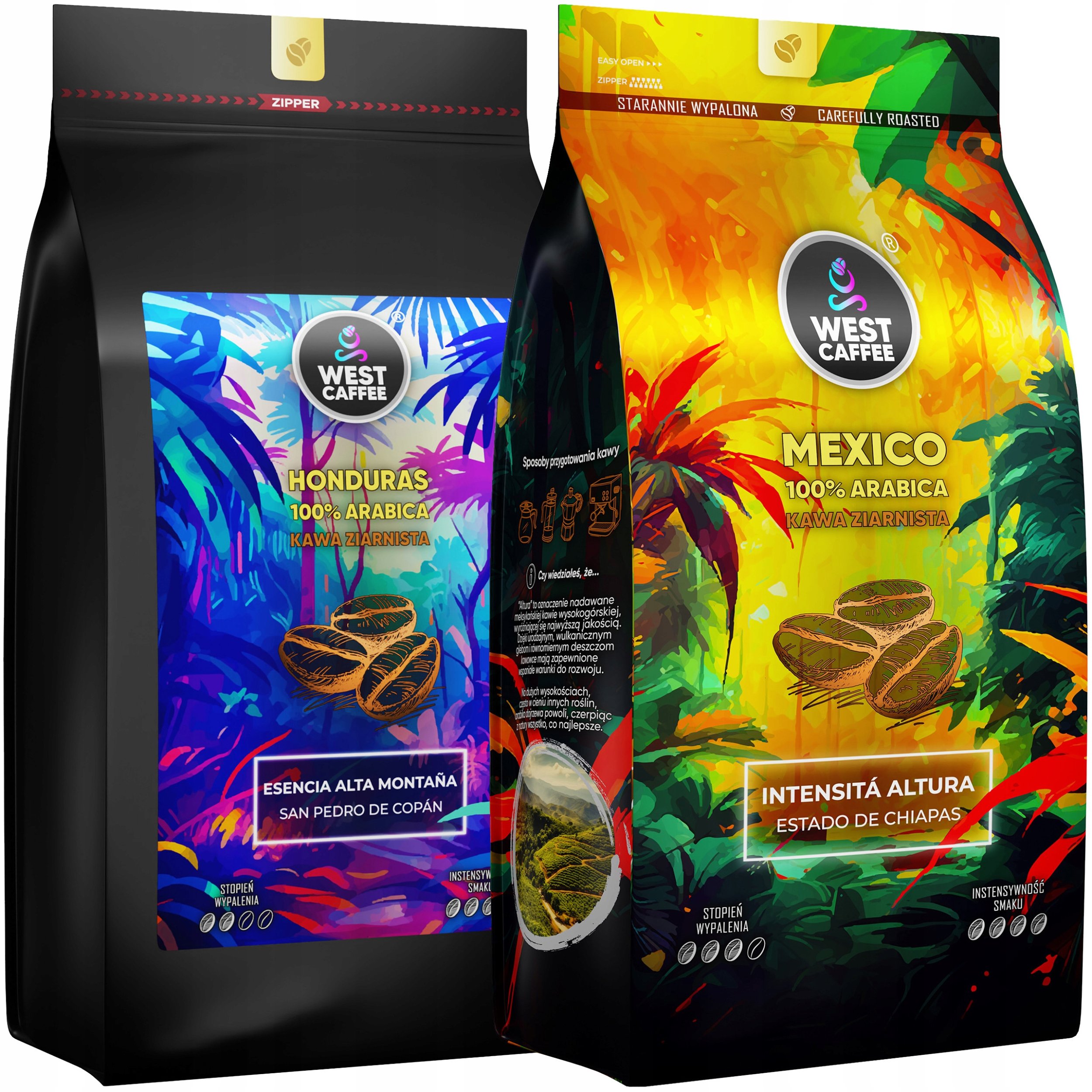 Kawa Ziarnista West Caffee ZESTAW 2KG Honduras + Mexico