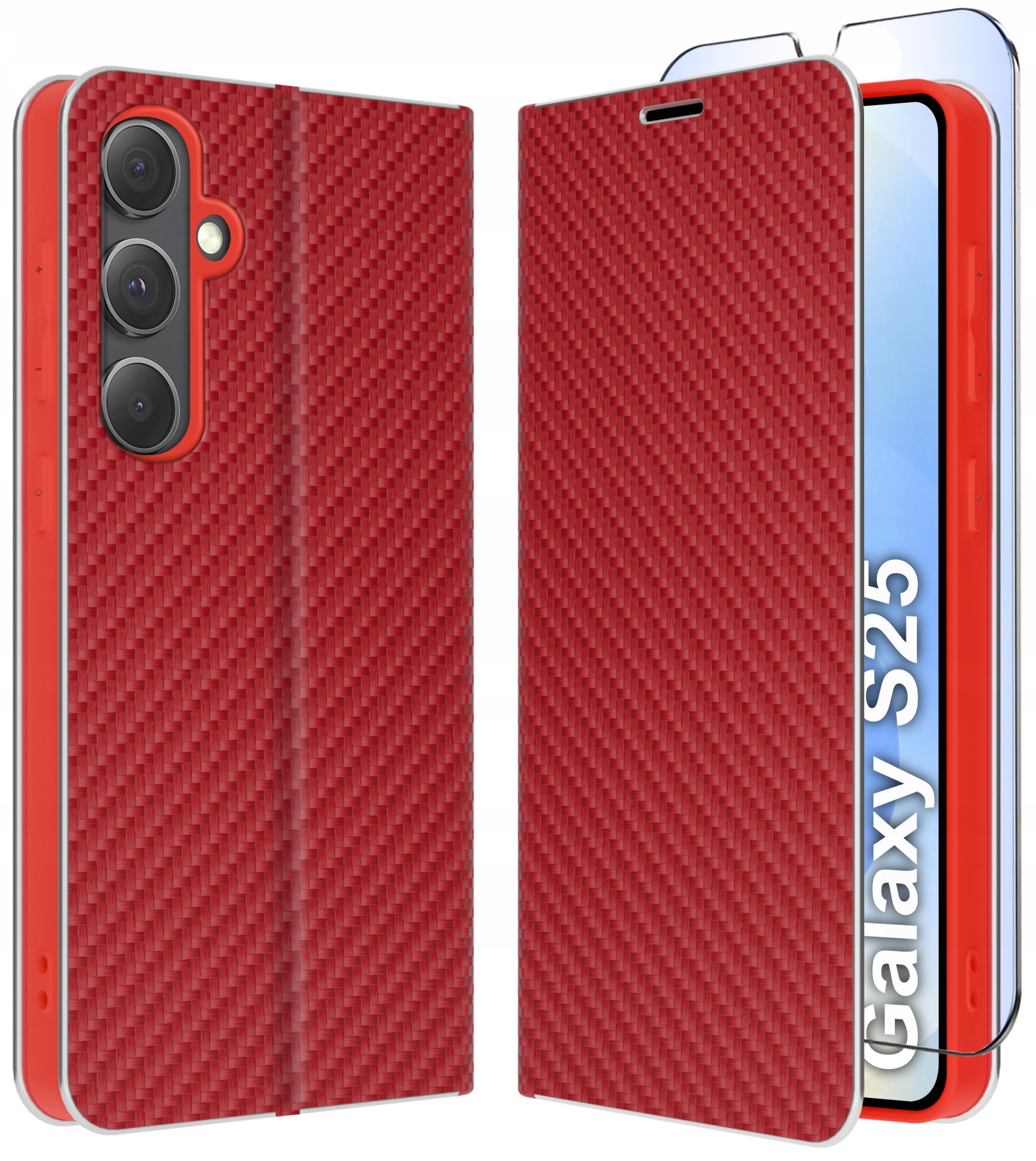 ETUI do Samsung S25 | CARBON PORTFEL BOOK TOKRA CASE CLASSIC + SZKŁO