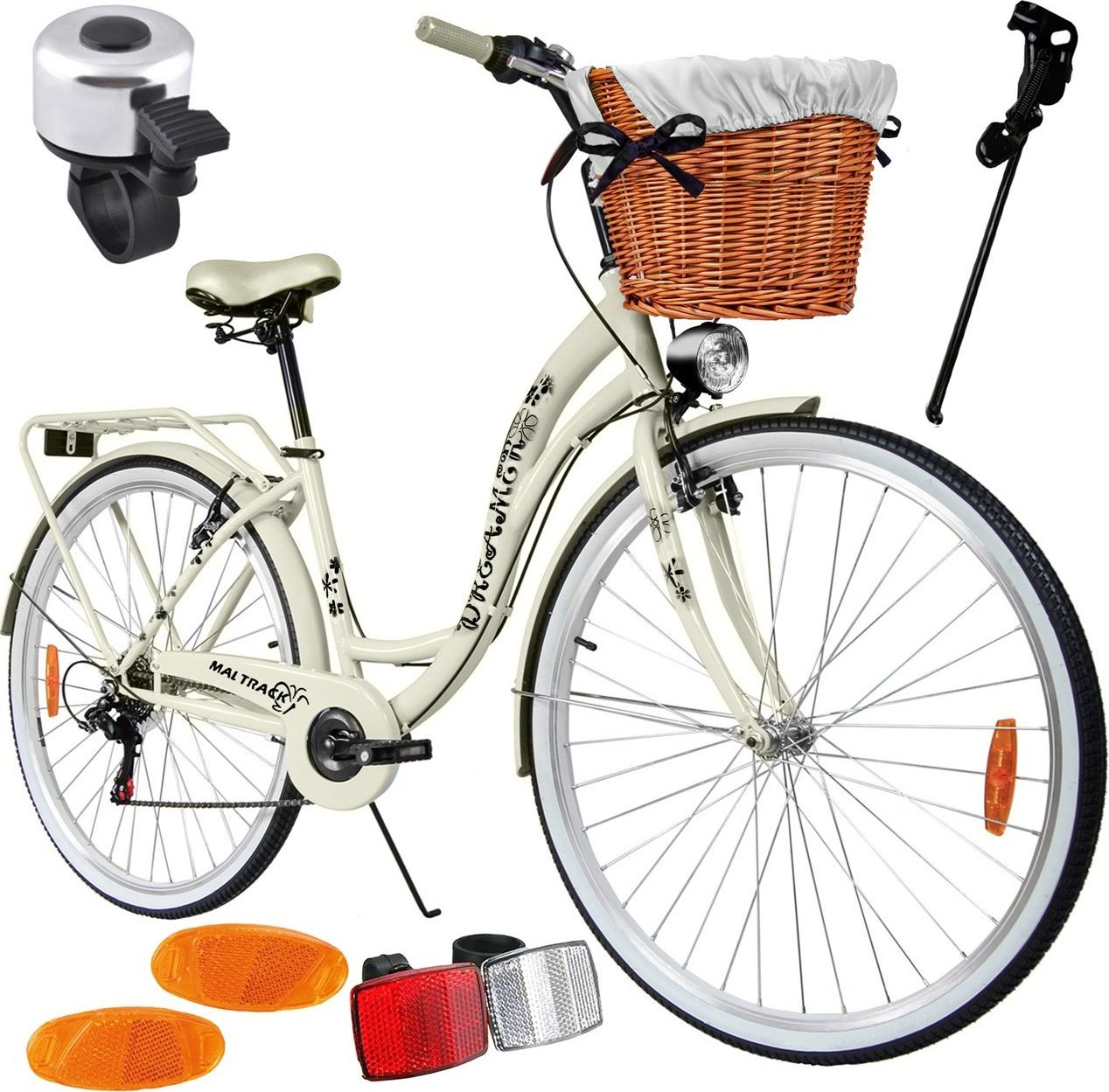 MalTrack Rower Miejski MalTrack Citybike Dreamer 6-speed CREAMY 28" + Koszyk
