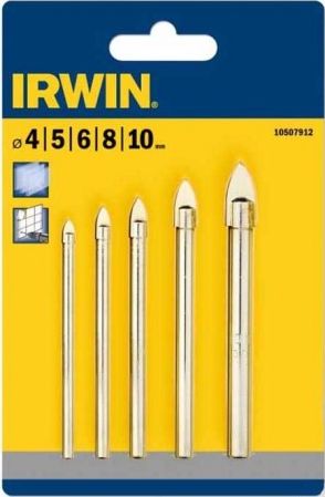 Wiertło Irwin IRWIN WIERTŁO DO SZKŁA KOMPLET 5szt. (4,5,6,8,10 mm) IRW10507912