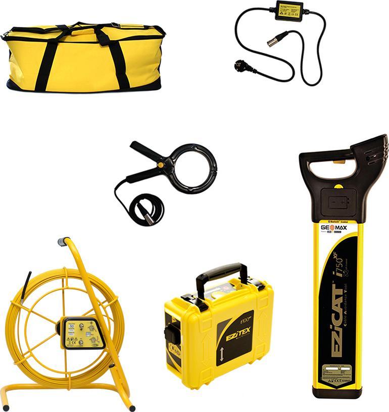 GeoMax Wykrywacz instalacji podziemnych GeoMax EziCat i750xf z generatorem EziTex t100xf w pełnym zestawie z EziRod50
