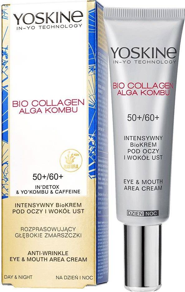 Yoskine Bio Collagen Alga Kombu 50+/60+ intensywny bio-krem pod oczy i wokół ust na głębokie zmarszczki na dzień i na noc 15ml