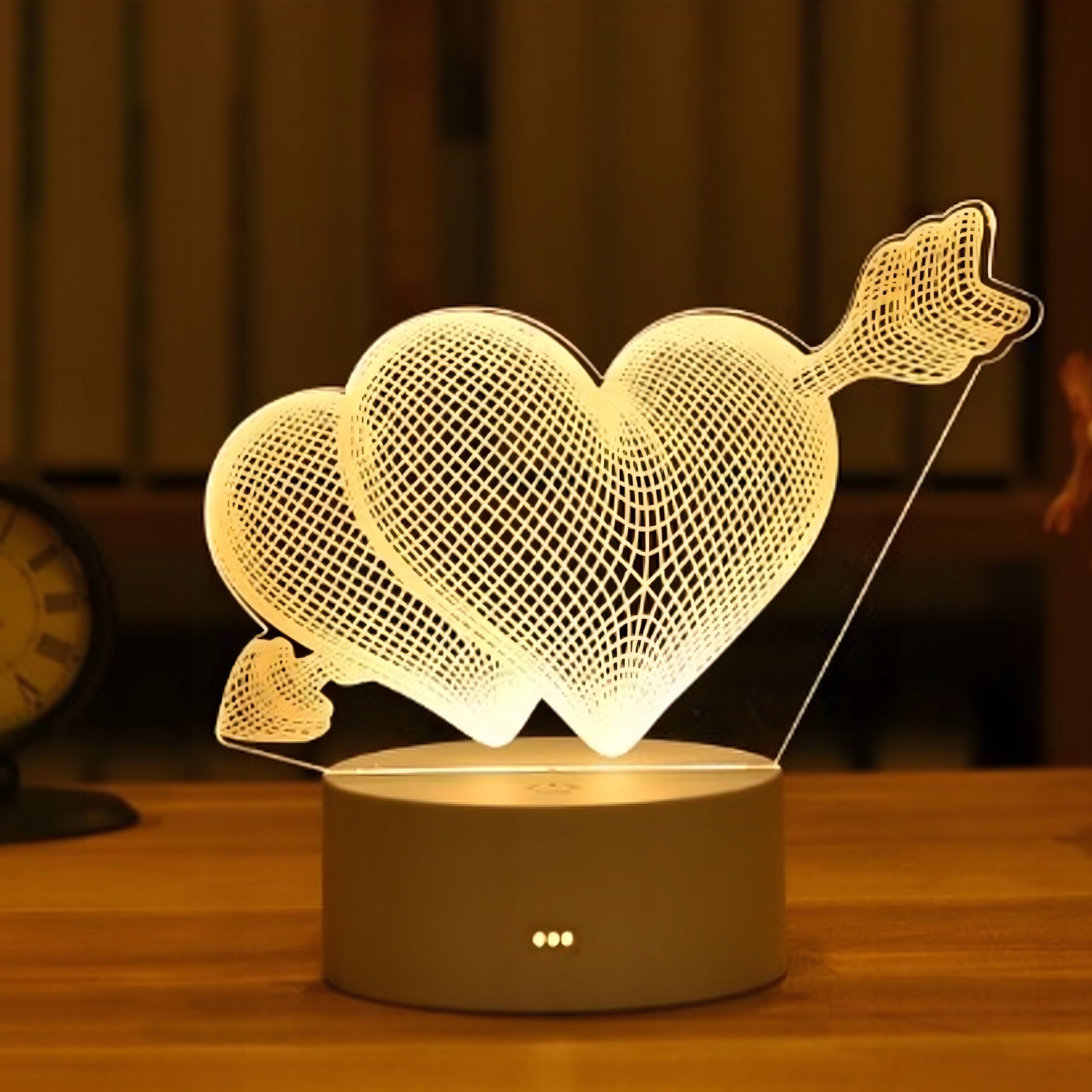 ExtraLink LAMPKA NOCNA PRZEBITE SERCA 3D ILUZJA OPTYCZNA DO SYPIALNI USB