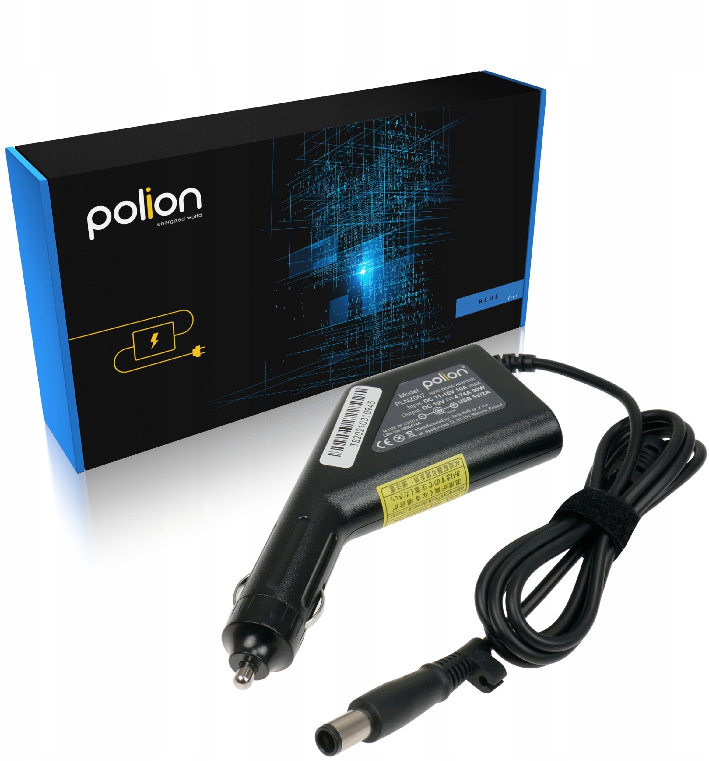 Zasilacz samochodowy do laptopa HP 90W 19V 4,74A wtyk 7,4x5,0mm pin + USB