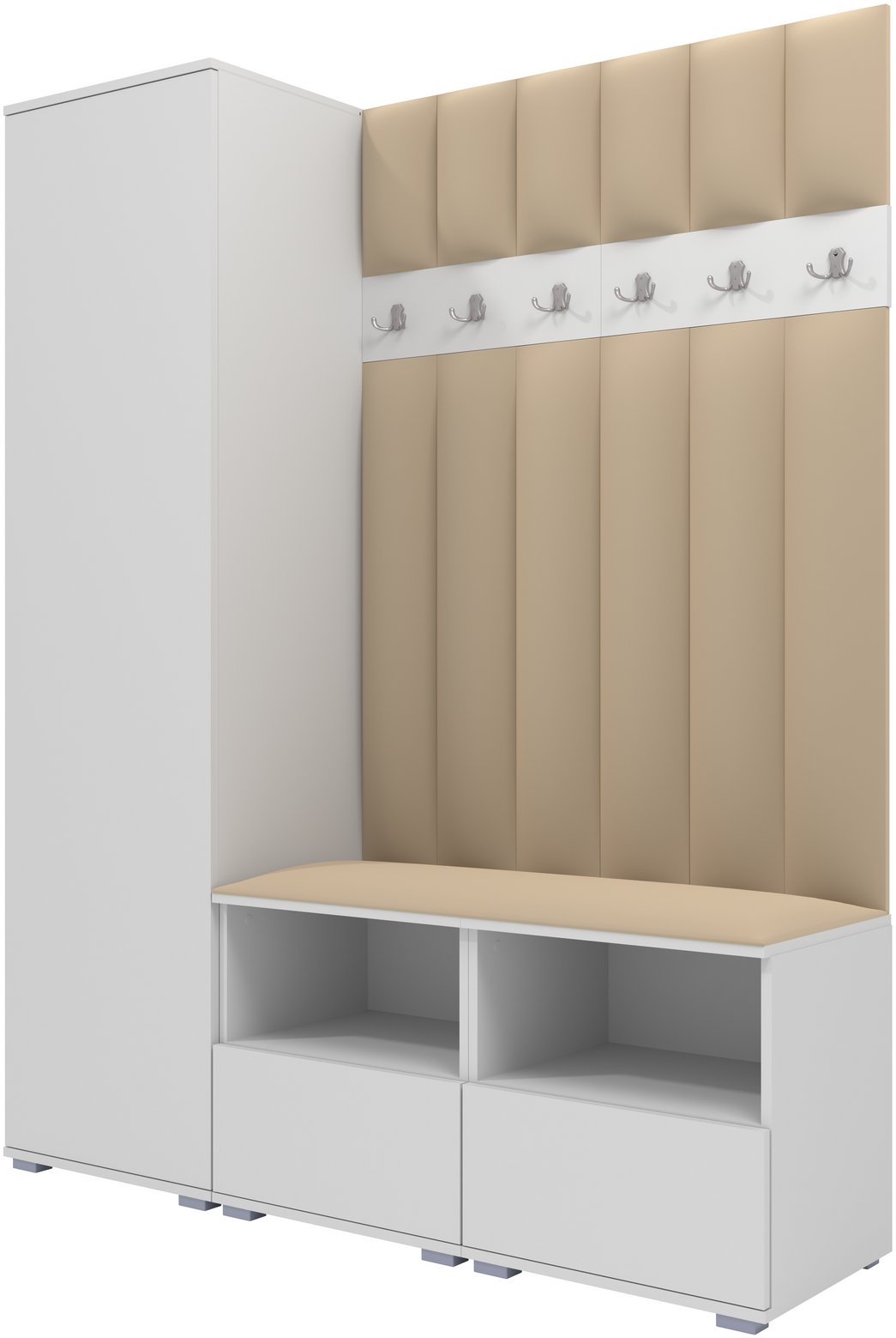 Tapicerowana garderoba Nela II LUX - kolor biały + tkanina Trinity 04