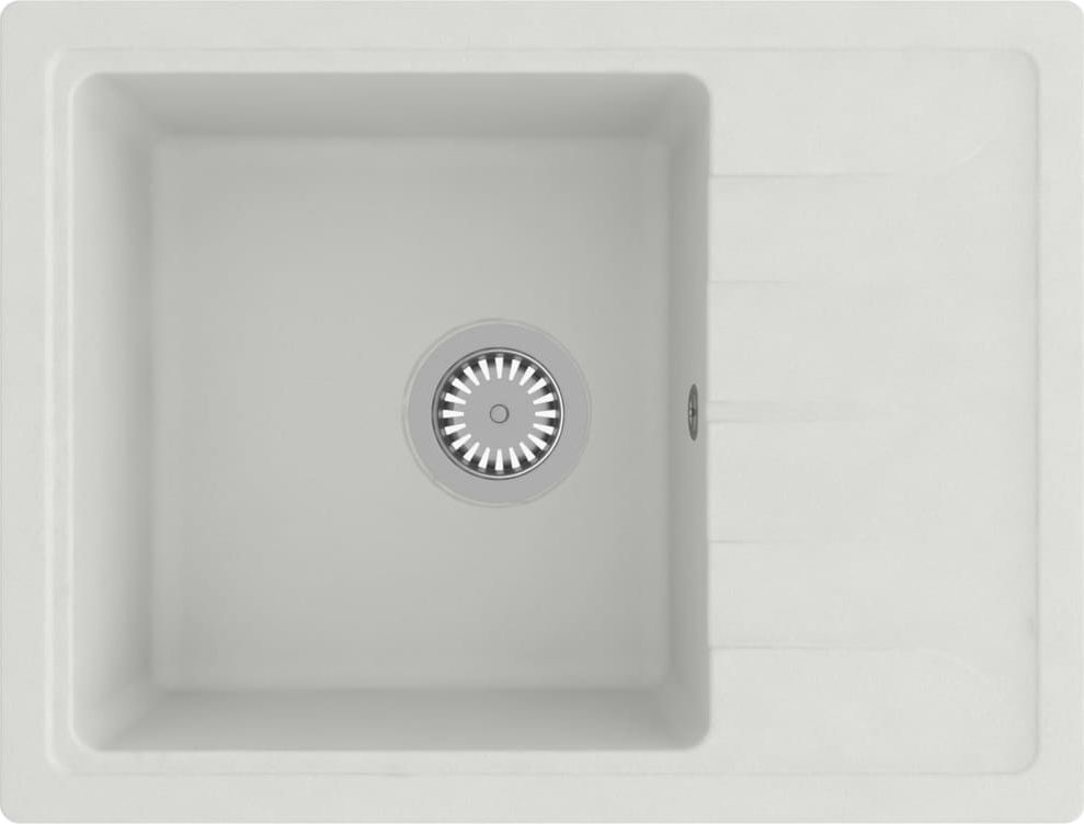 Zlewozmywak vidaXL Owalny kuchenny z otworem przelewowym, biały, granitowy