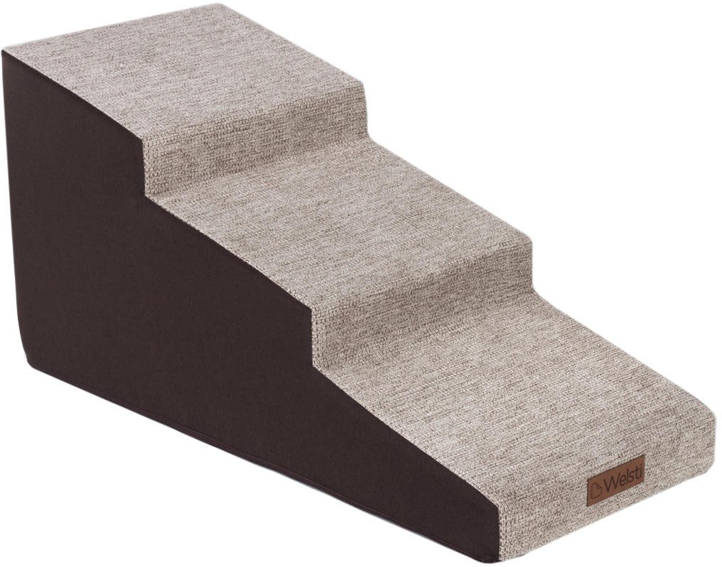 Schody dla psa Welsti 40cm 3 pochylne stopnie beżowo-brązowe
