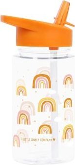 A Little Lovely Company A Little Lovely Company - Bidon transparentny ze składanym ustnikiem Tęcza z naklejkami