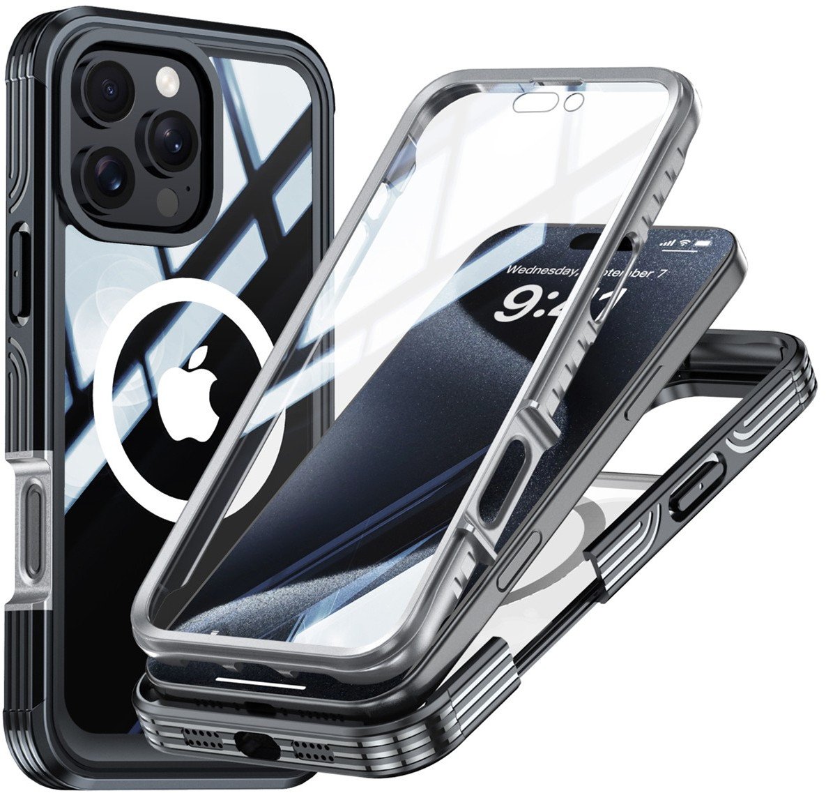 Etui pancerne Magnetyczne MagSafe 360 Protect do iPhone 16 Pro, czarne