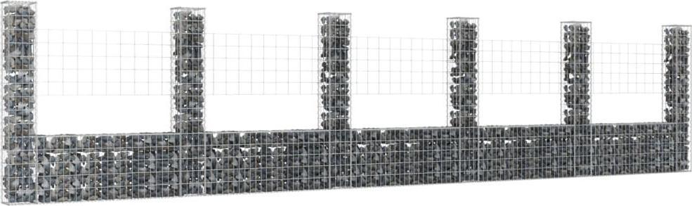 vidaXL 6 słupków gabionowych U-kształtnych, 620x20x150 cm, żelaznych!