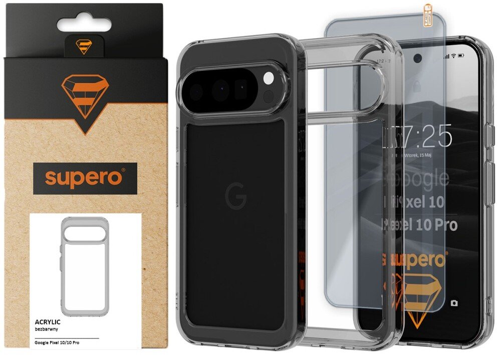 SUPERO Etui Acrylic do Google Pixel 10/10 Pro, przezroczysty + szkło