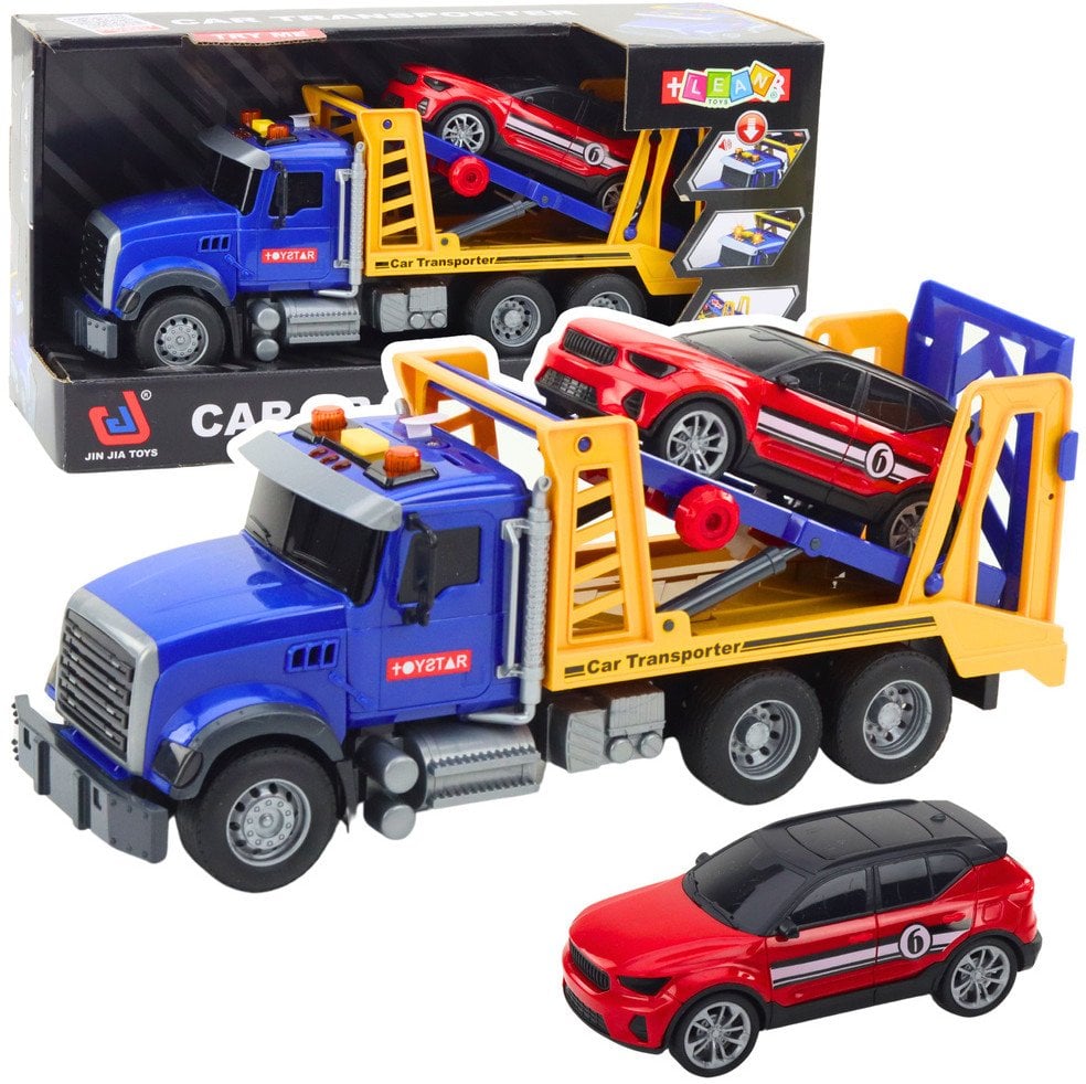 Zestaw Ciężarówka Laweta Transporter Samochód Światła Dźwięki