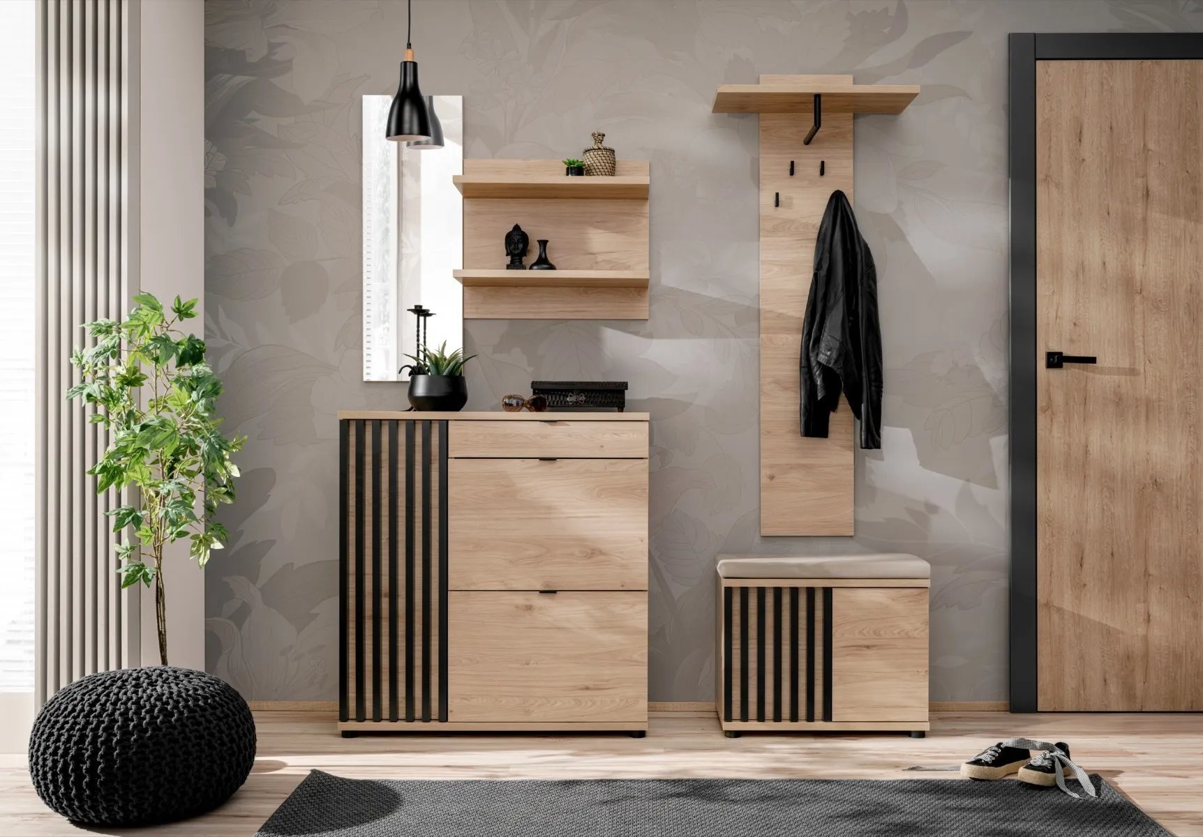 ASM Meble Garderoba do przedpokoju PEDRO I hickory jackson/czarna ASM Meble
