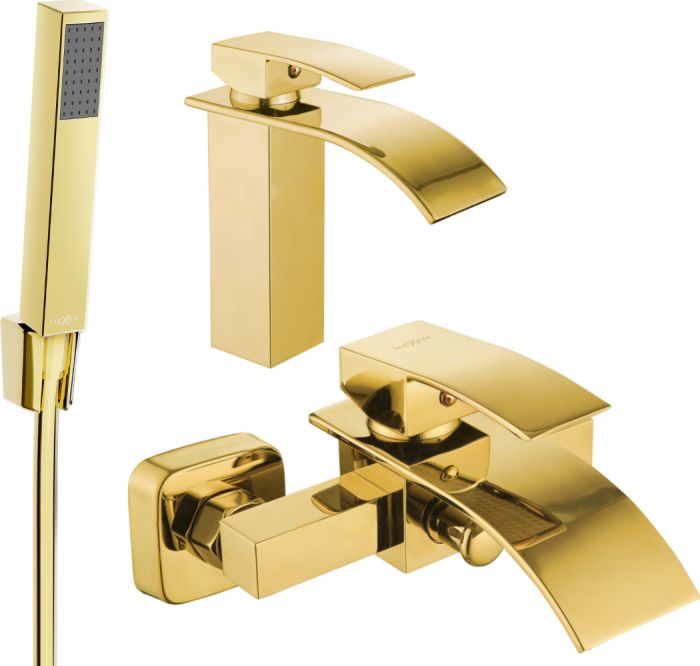 Mexen Mexen Aries R77 zestaw wannowy, złoty - 744803R77-50