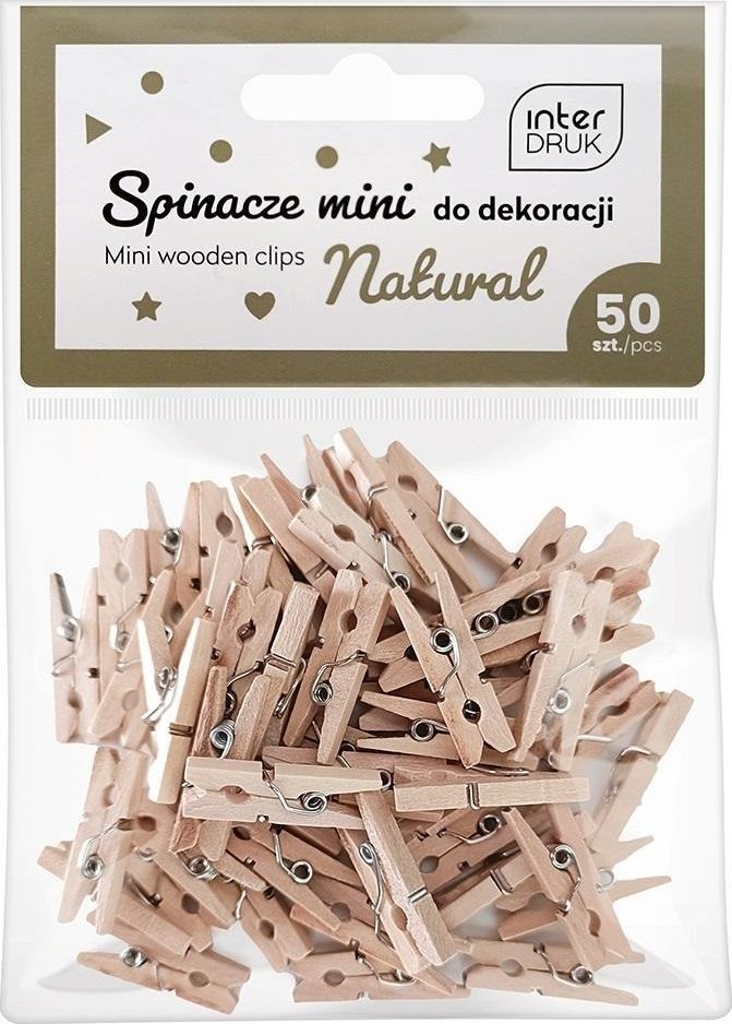 Naturalne spinacze do dekoracji mini 50szt