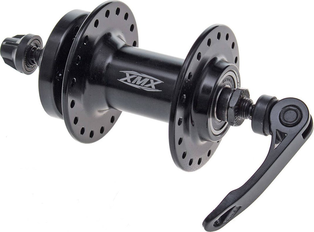 XMX Piasta przednia XMX A208QF 36-otworów, QR, hamulec tarczowy, aluminiowa 3/8" 14G*36H*100*108 łożyska maszynowe, czarna Uniwersalny