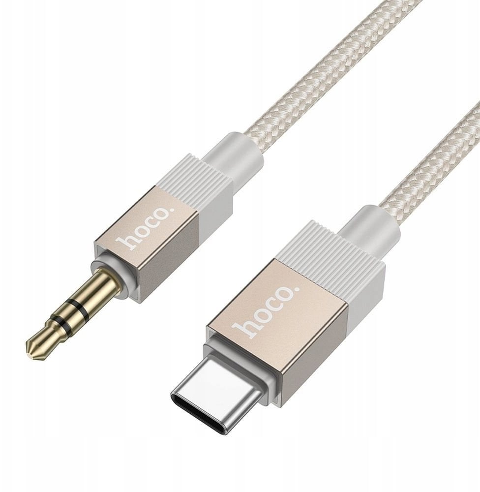Kabel AUX Jack 3,5 mm (męski) do USB C (męski) Hoco 1 m UPA32B złoty