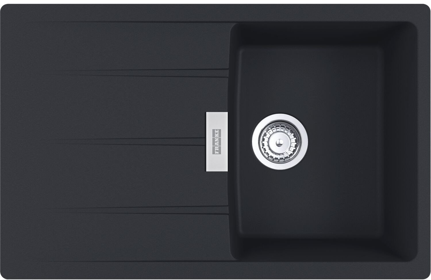 Sink FRANKE CNG 611-78, 78 X 50 cm, matte black, flush or above-counter mounted.