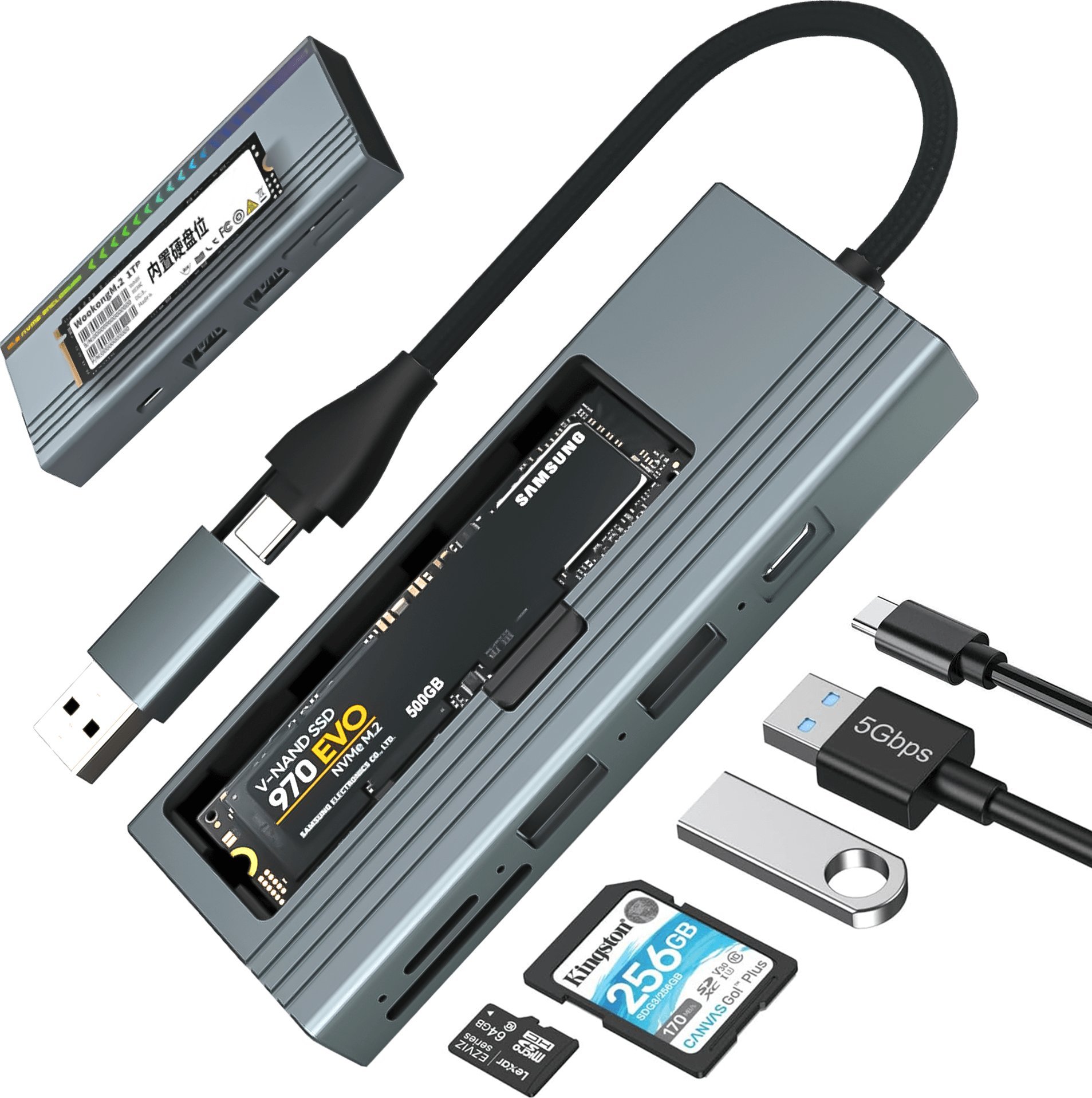 HUB USB Reagle REAGLE Hub Obudowa Na Dysk SSD NVME SATA M.2 USB-C 3.2 M2 Adapter Kieszeń