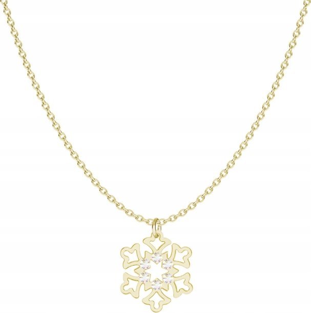Radziszewska Jewellery Złoty Naszyjnik Płatek Śniegu 925 Prezent na Święta ŻYCZENIA GRATIS