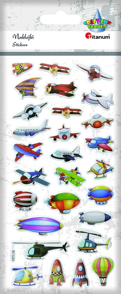 Titanum Naklejki wypukłe miękkie maszyny latające 28szt