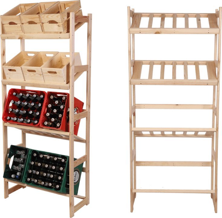 Wamar-Sosenka Regał drewniany na skrzynki LSR 4 półki na skrzynie Naturalny Półki na skrzynki 4 szt Drewno sosnowe