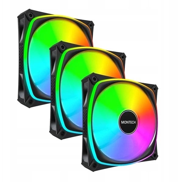 Wentylator Montech Zestaw wentylatorów AX120 Pro PWM Black 120mm (3-pak)
