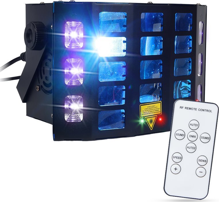 LIGHT4ME LIGHT4ME EFEKT LED MULTIEFEKT ŚWIETLNY TURBO DERBY 4IN1 RGBW-UV + PILOT DMX
